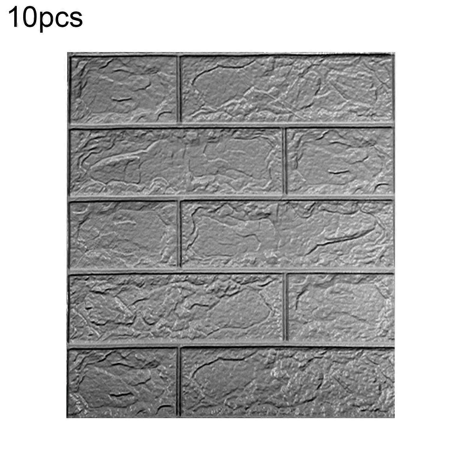 10Pcs Waterproof Self-Adhesive 3D Brick Background Wall Sticker DIY Wallpaper