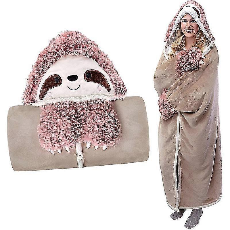 Large Lamb Hoodie Blanket One Size - Cute Sloth