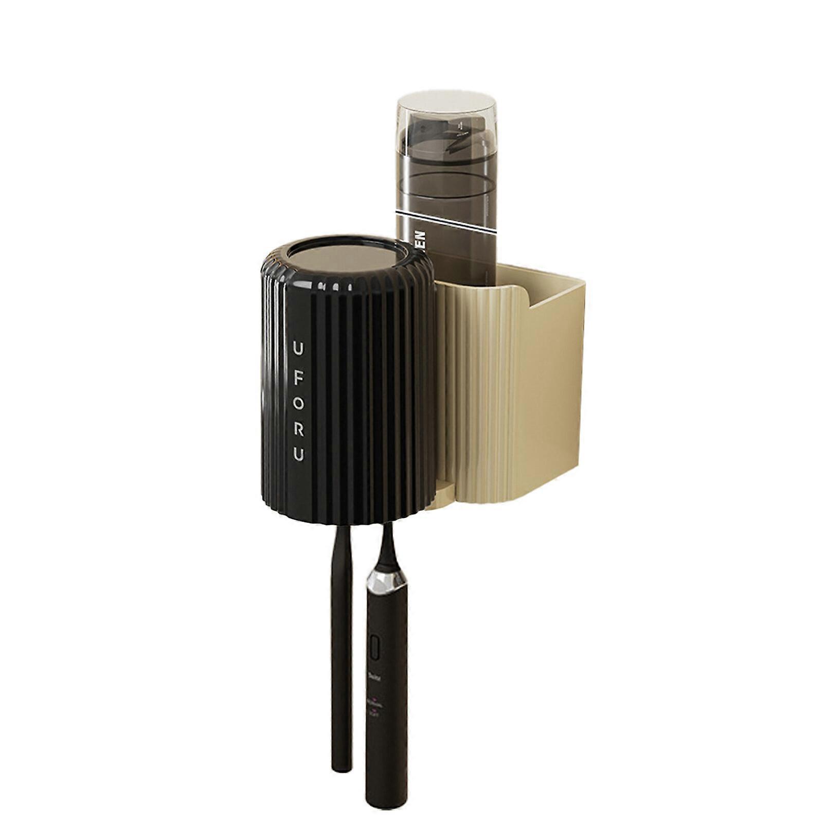 Wall Mount Automatic Toothpaste Dispenser Toothbrush Holder Shower Bathroom