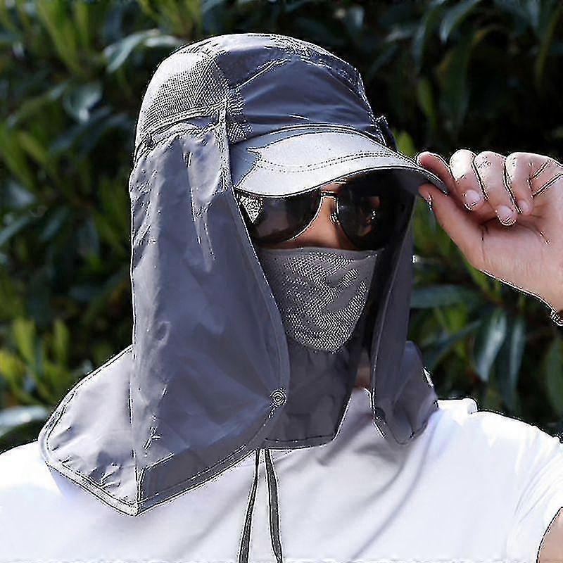 Uv Sun Protection Face Neck Flap Sun Cap, Summer Hatlight Gray