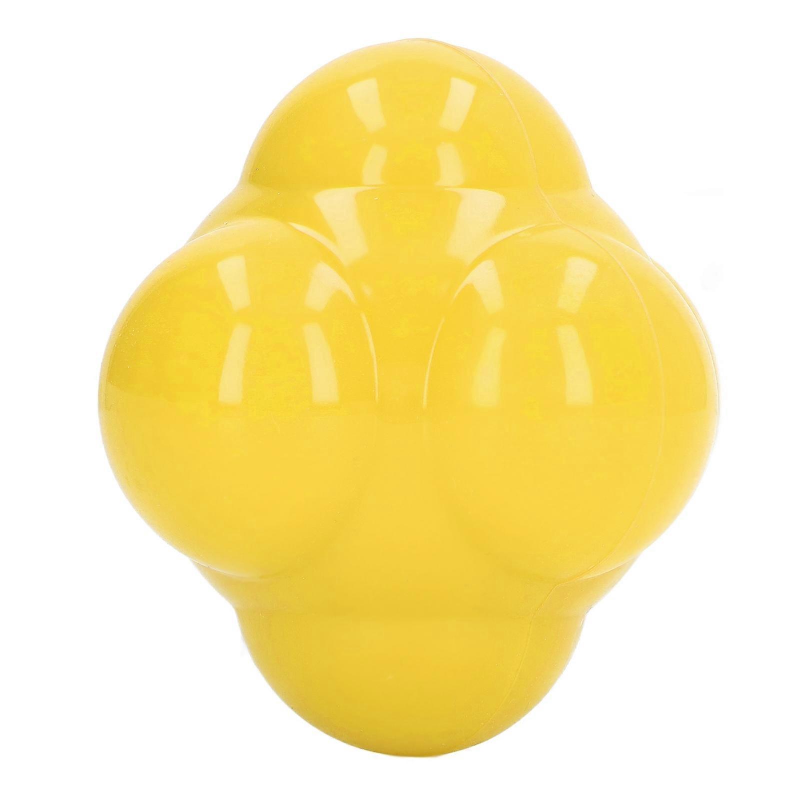 Reaction Ball Rubber Bright Color Hex Reaction Trainer Ball for Improving Hand Eye Coordination Agility Yellow