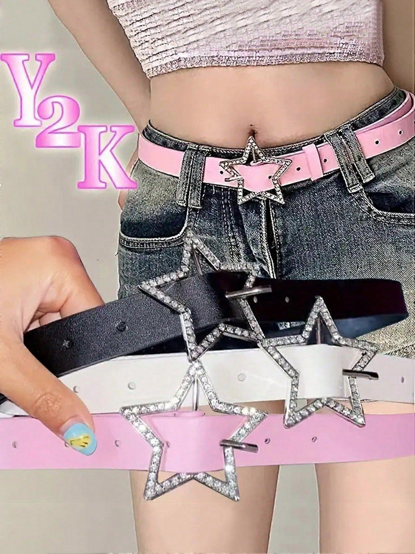 1 قطعة Y2K حجر الراين نجمة مشبك حزام بلون الصلبة للنساء ، الألفية الدوبامين التوابل فتاة نمط ، نجمة مشبك الديكور ، Ins الصيف الموضة هالوين