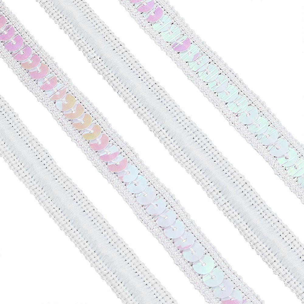 Sparkle Polyester Lace Ribbons with Sequins Garment Accessories White 1/2 inch(13mm) about 10.94 Yards(10m)/Bundle