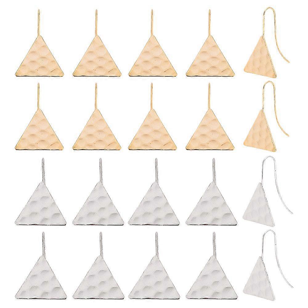 20Pcs 2 Colors Brass Earring Hooks with Vertical Loops Triangle Real Gold Plated & Real Platinum Plated 28x20mm Hole: 2mm 18 Gauge Pin: 1mm 10Pcs/colo