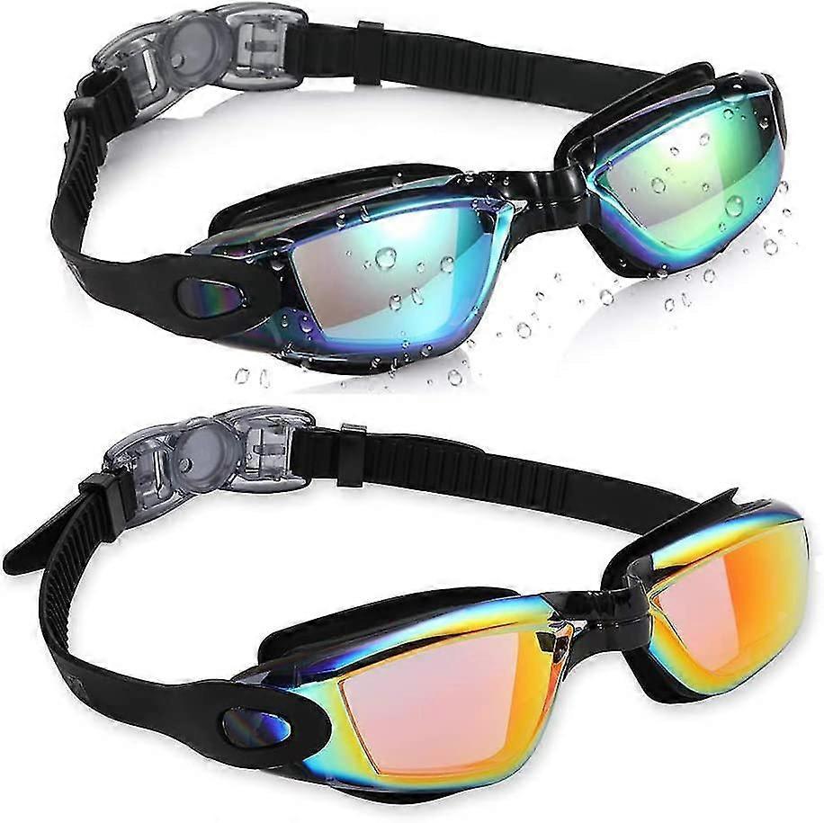 Swim Goggles, 2 Pa Swim Goggles No Leaking Anti Fog Adult Men Women