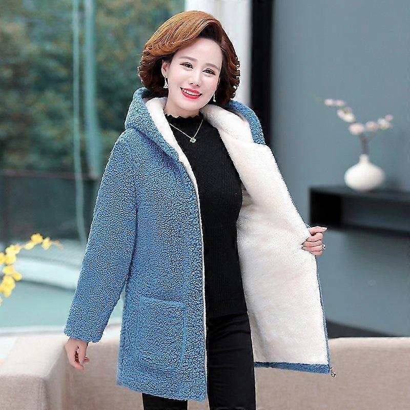Autumn and Winter New Mothers In The Long Section of Thickened Imitation Lambswool Particle Velvet Jacket Ladies Warm Jacket