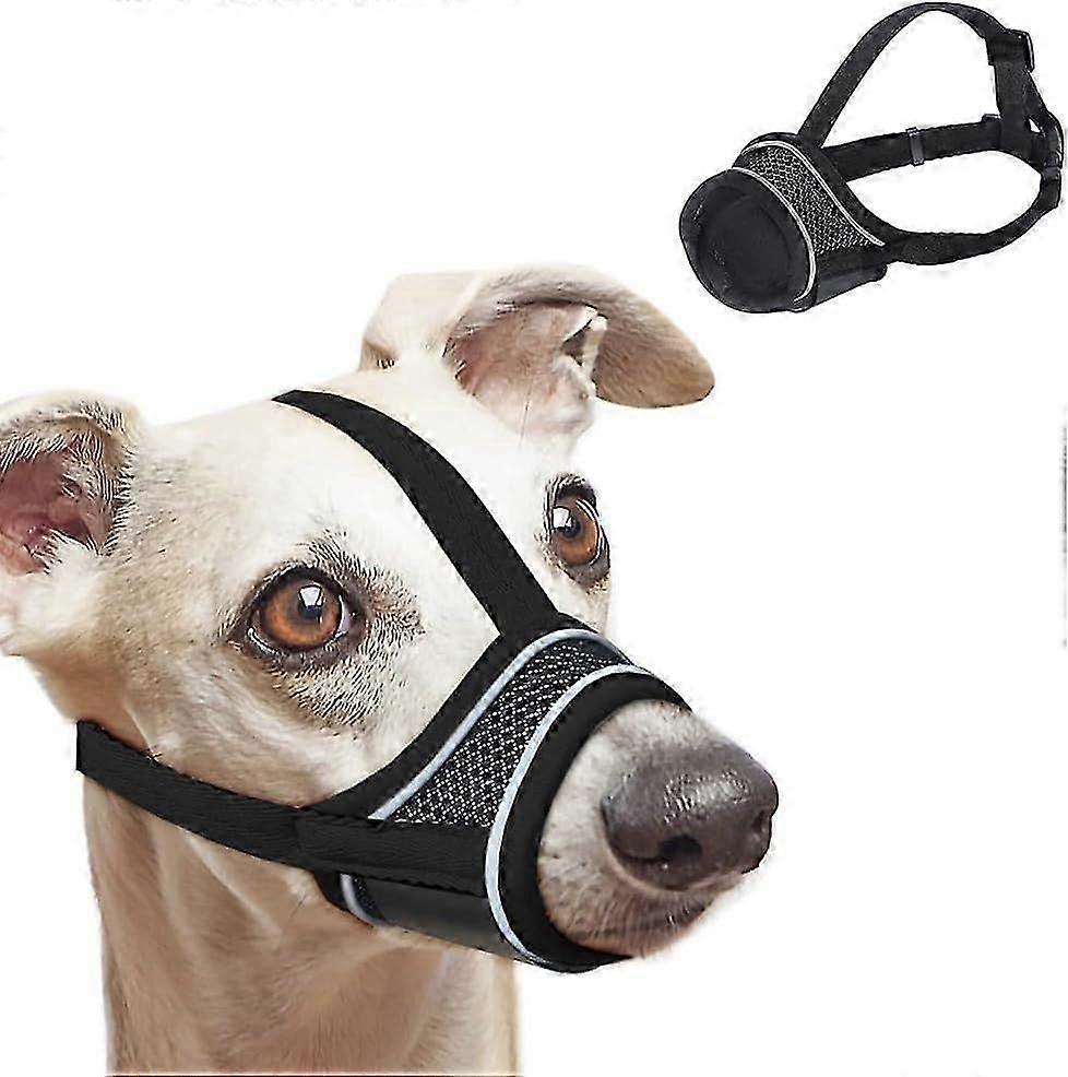Dog Muzzle,Breathable Drinkable Mesh Muzzle for Dogs,Anti Biting Barking Chewing with Strengthen Strap,Reflective Soft Nylon Muzzle
