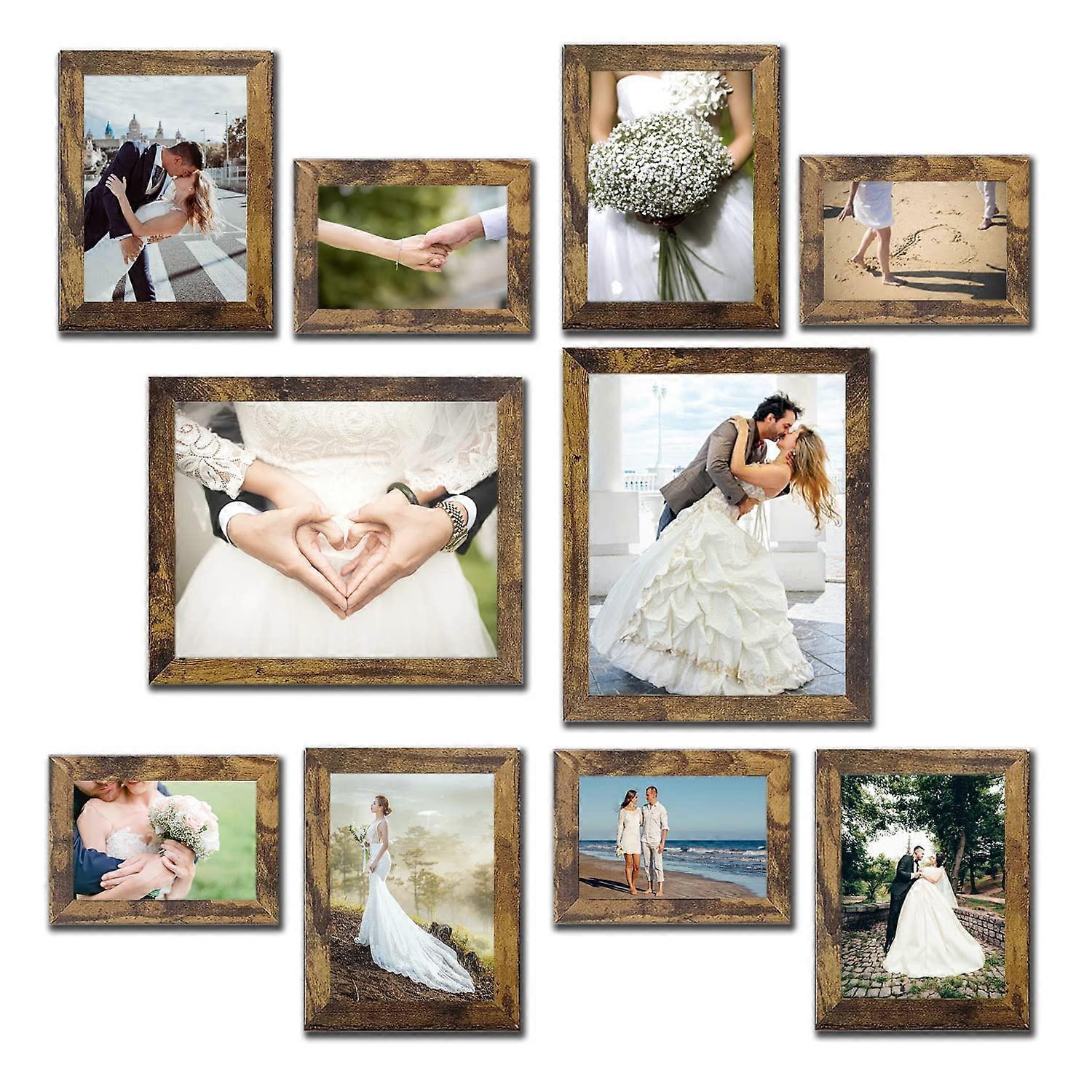 10 Pack Farmhouse Picture Frame Set for Gallery Wall Collage - Two 8x10, Four 5x7, Four 4x6 Wooden Frames