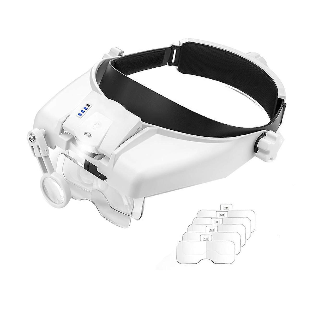 Magnifying Glasses with Light, Headband Magnifying Glasses for Close Work, with 5 Lenses & Two Led