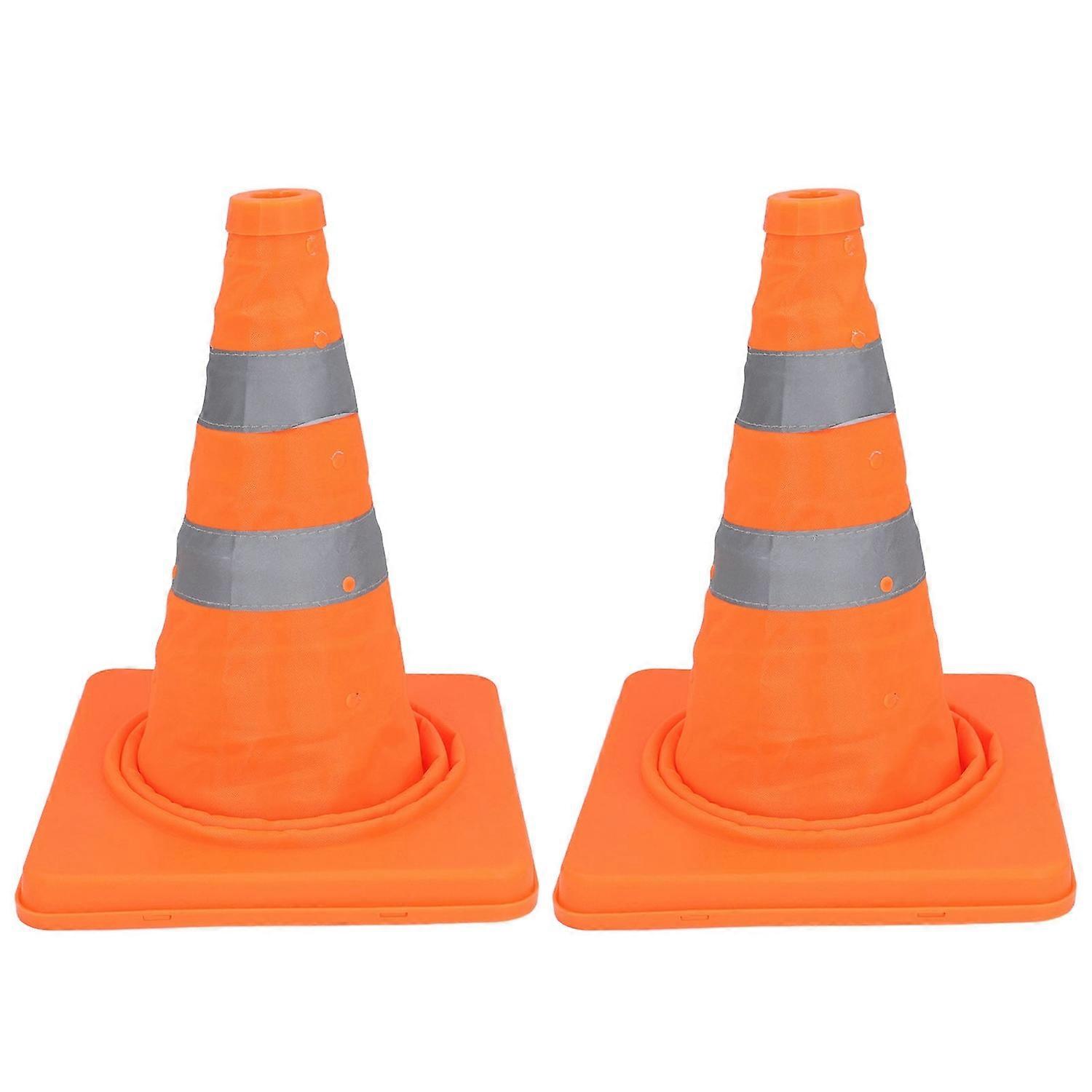 2Pcs Traffic Safety Cones Foldable Multi Purpose Pop Up Cone with Reflective Collar Orange for Parki