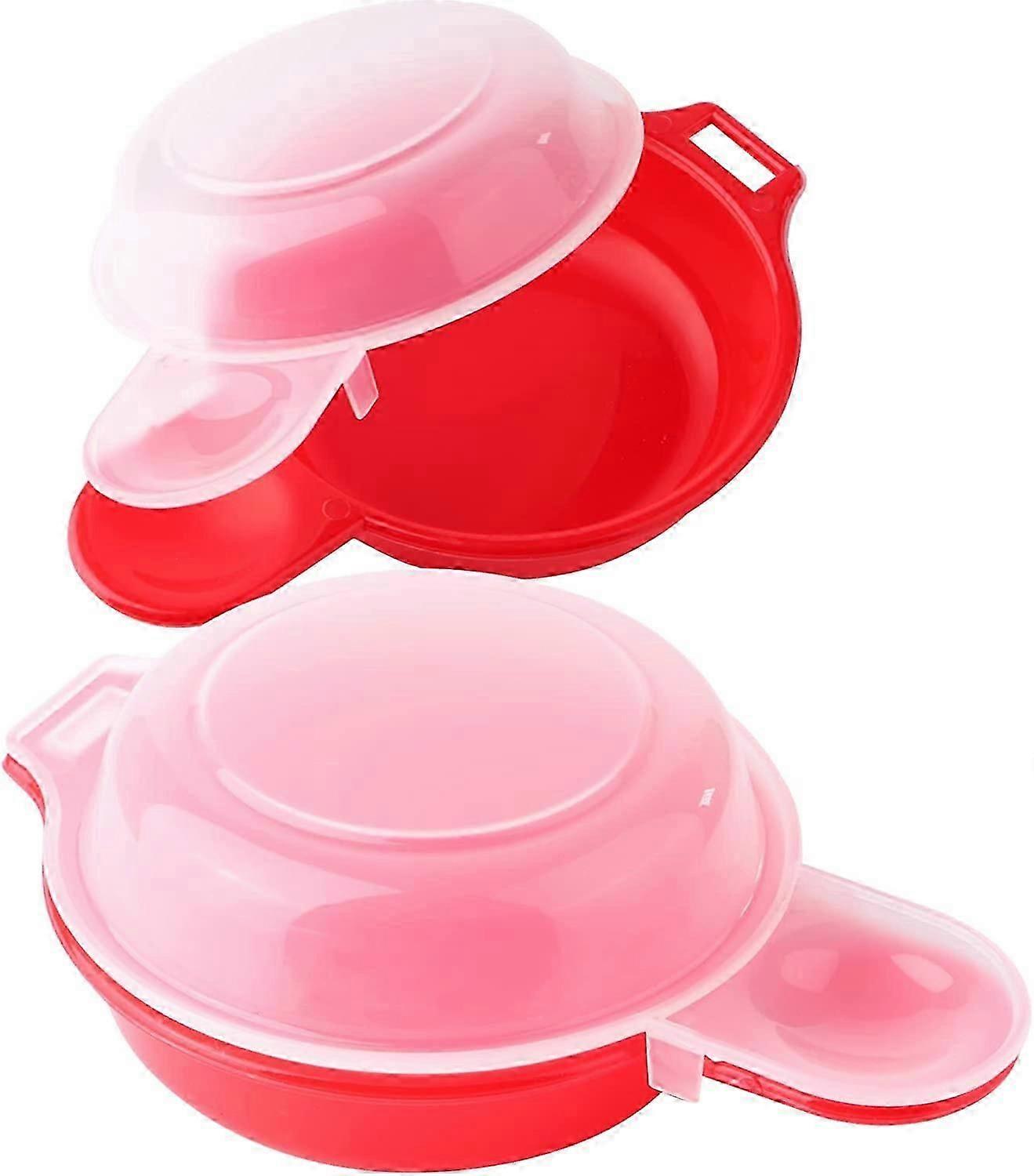 2 sets Microwave Egg Cooker,1 Minute Fast Egg (Red and clear)