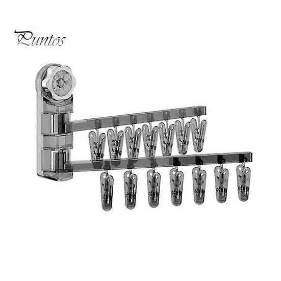 Sock Drying Rack Wall Mounted Rotate Drying Hangers 28 Clips Strong Load-bearing Simple Installation Bathroom Laundry Rack