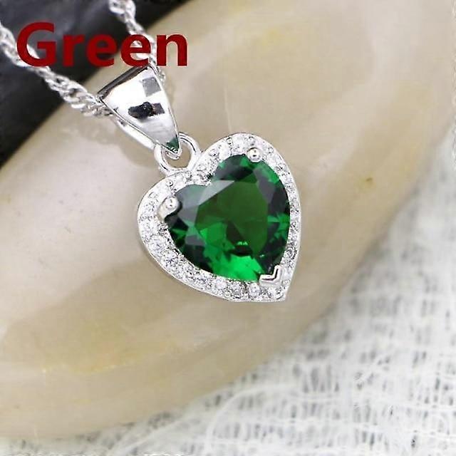 Collana con ciondolo a cuore Zirconi verdi 925 gioielli in argento per le donne