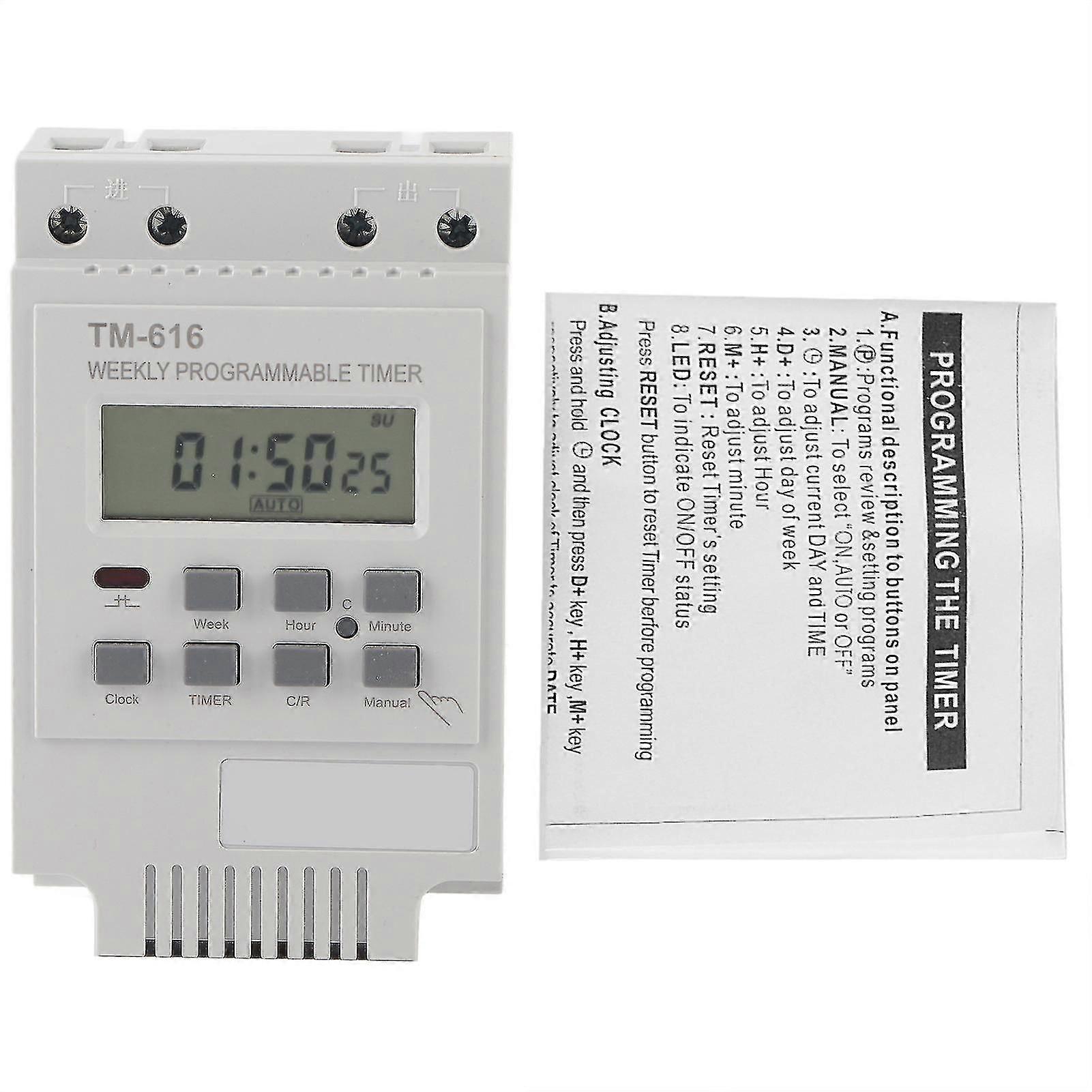 12V Digital Electric Durable Programmable Smart Control Switch Timer(White)