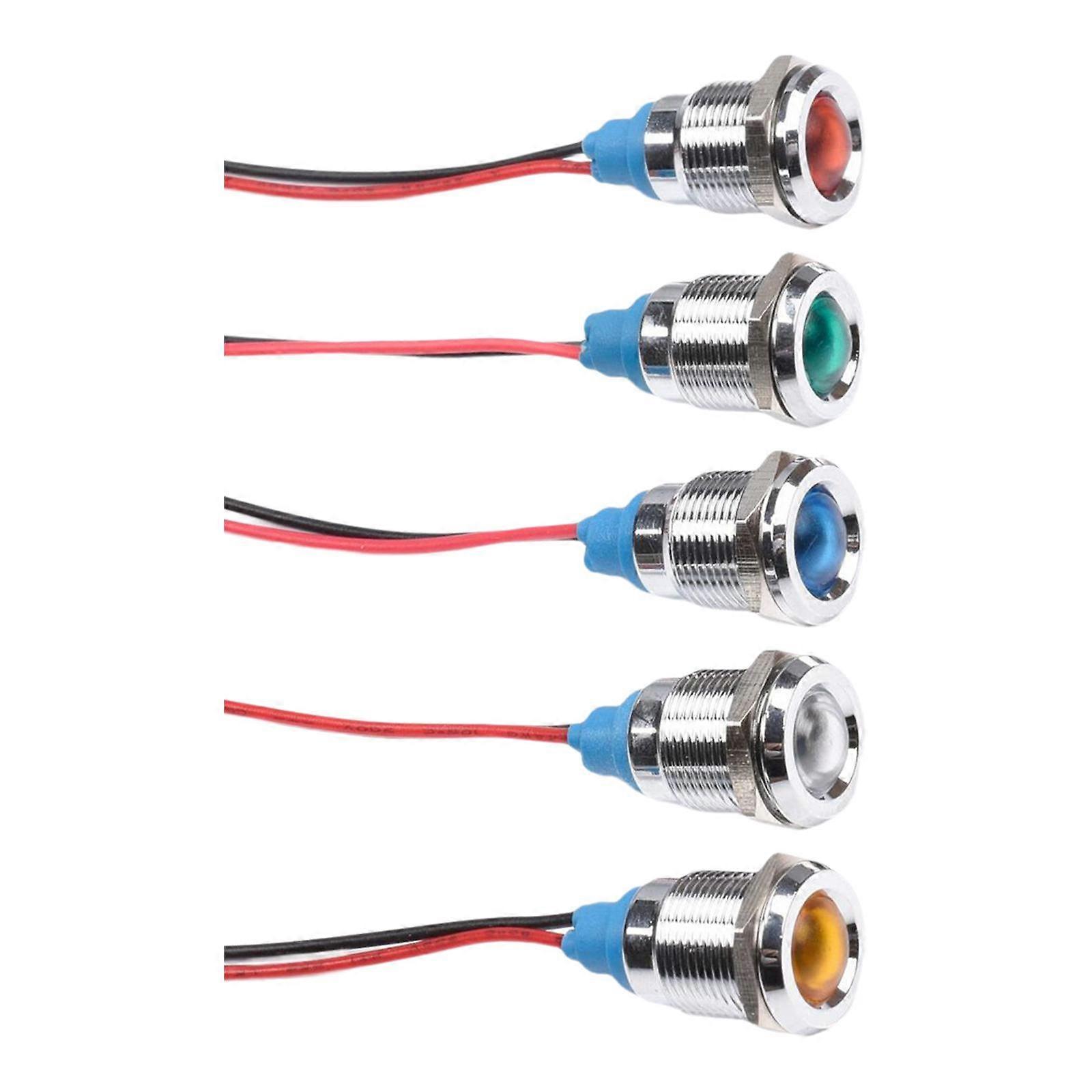 5Pcs LED Metal Indicator Light, Waterproof for Motorcycle directional Light