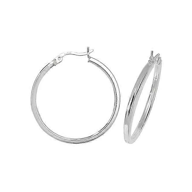 Acotis Silver Hoop Earrings Plain G5713