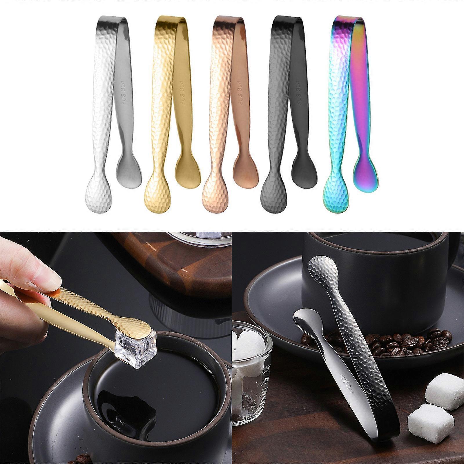 2 pezzi piccole pinze per alimenti in acciaio inossidabile pinze per ghiaccio per servire il ghiaccio a feste e raduni pinze per servire cibo argento