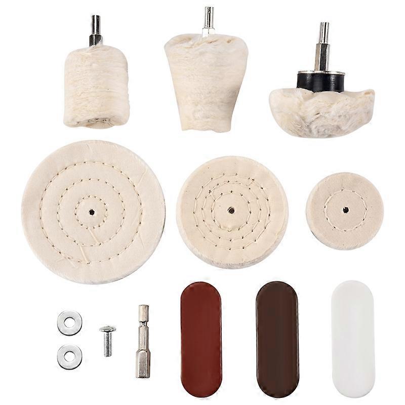 10 Pcs Buffing Pad Polishing Wheel Kits with 3Pcs Rouge Compound