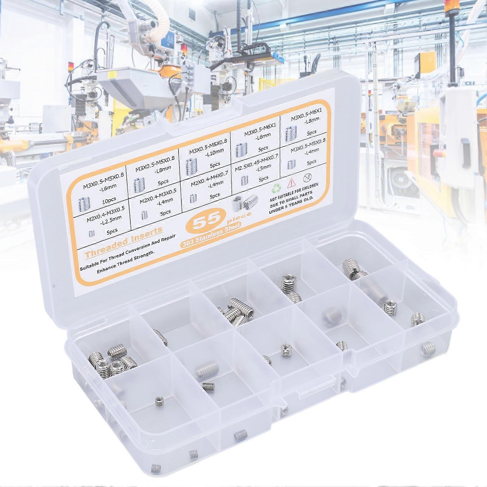 55Pcs Stainless Steel Insert Nut Threaded M2 M2.5 M3 Assortment