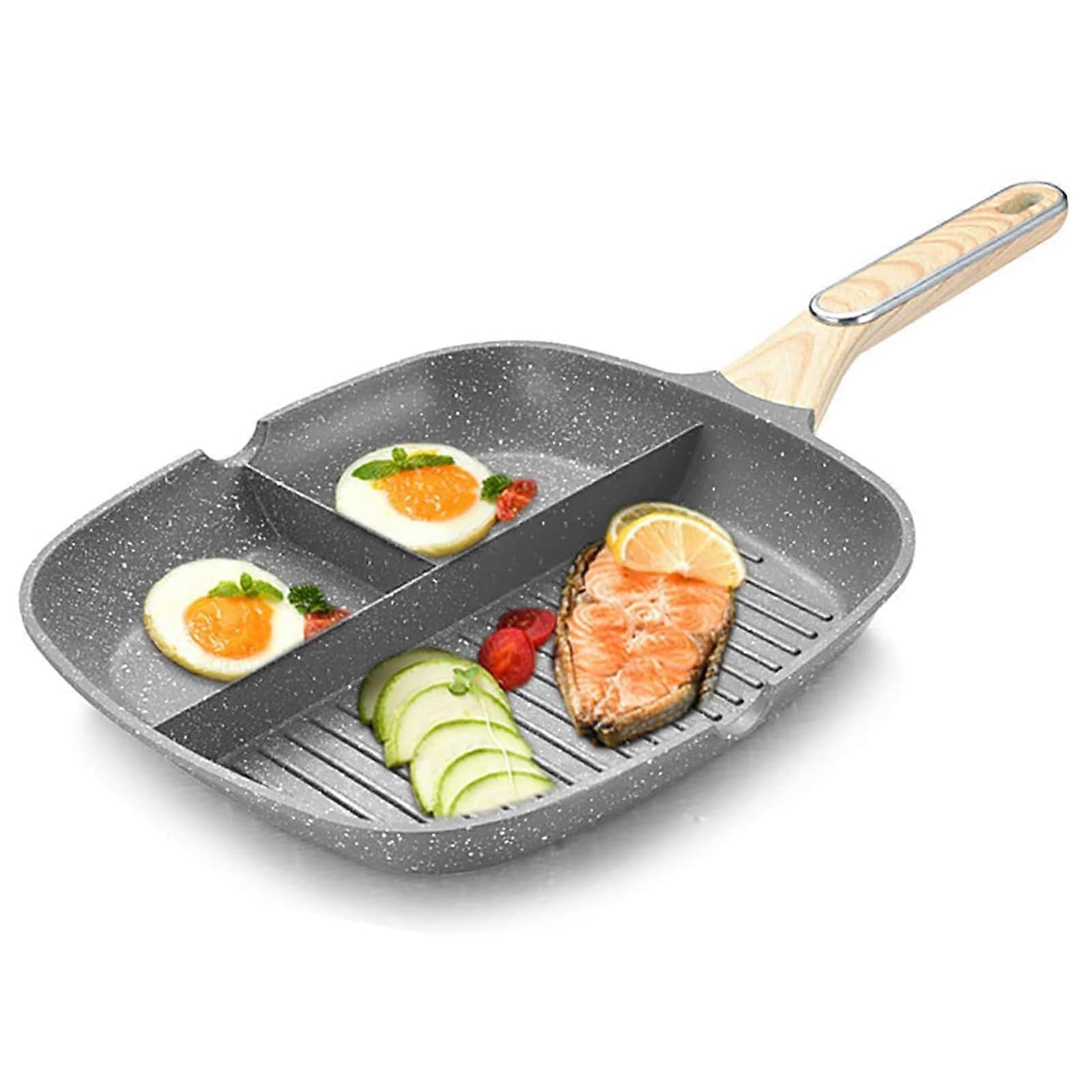 Non -stick grilled pan, 3 in 1 egg pan 11 inch non -stick pan, 3 -part pan with heat -resistant handle