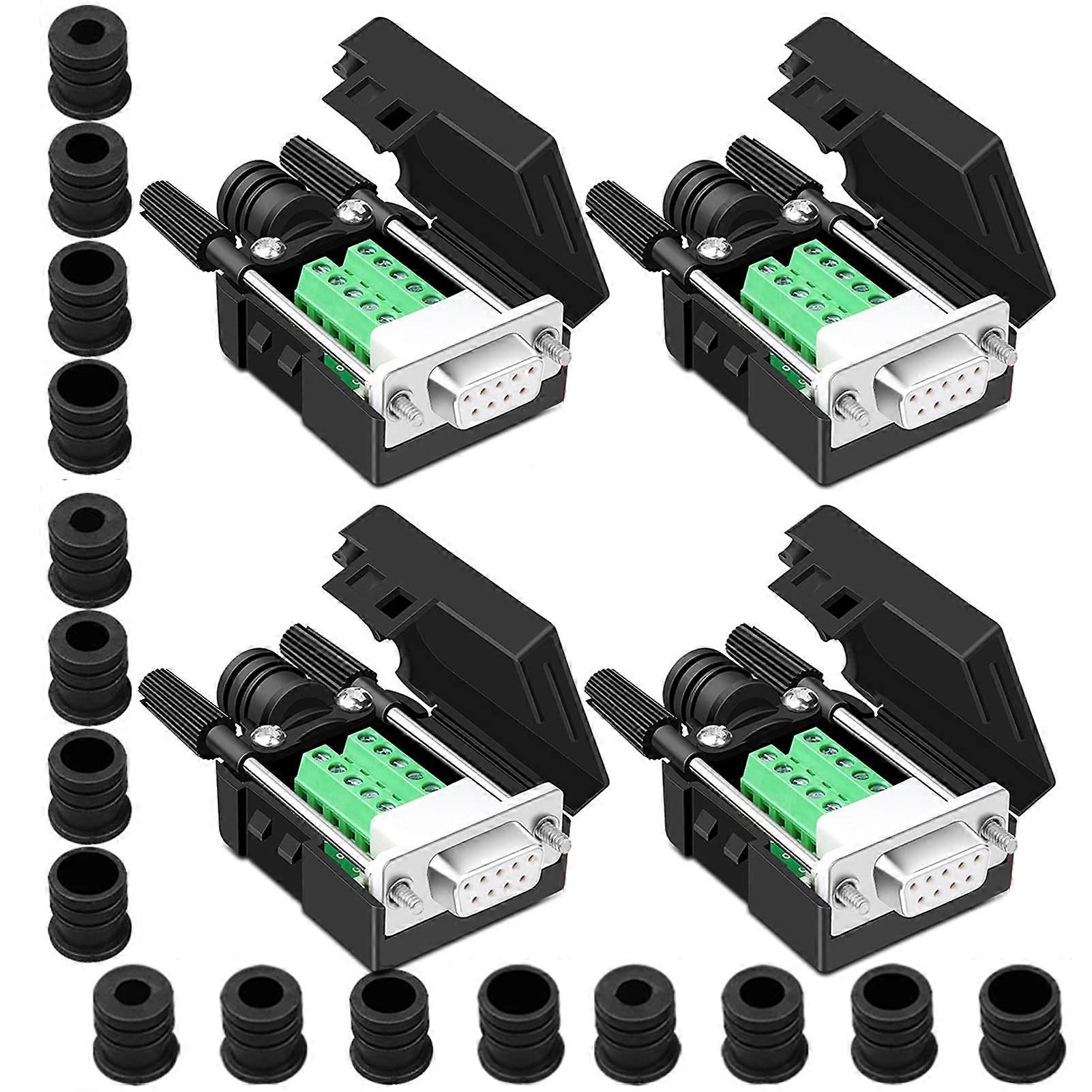 4 PCS DB9 Female Breakout Connector for Electronic Projects and DIY Applications