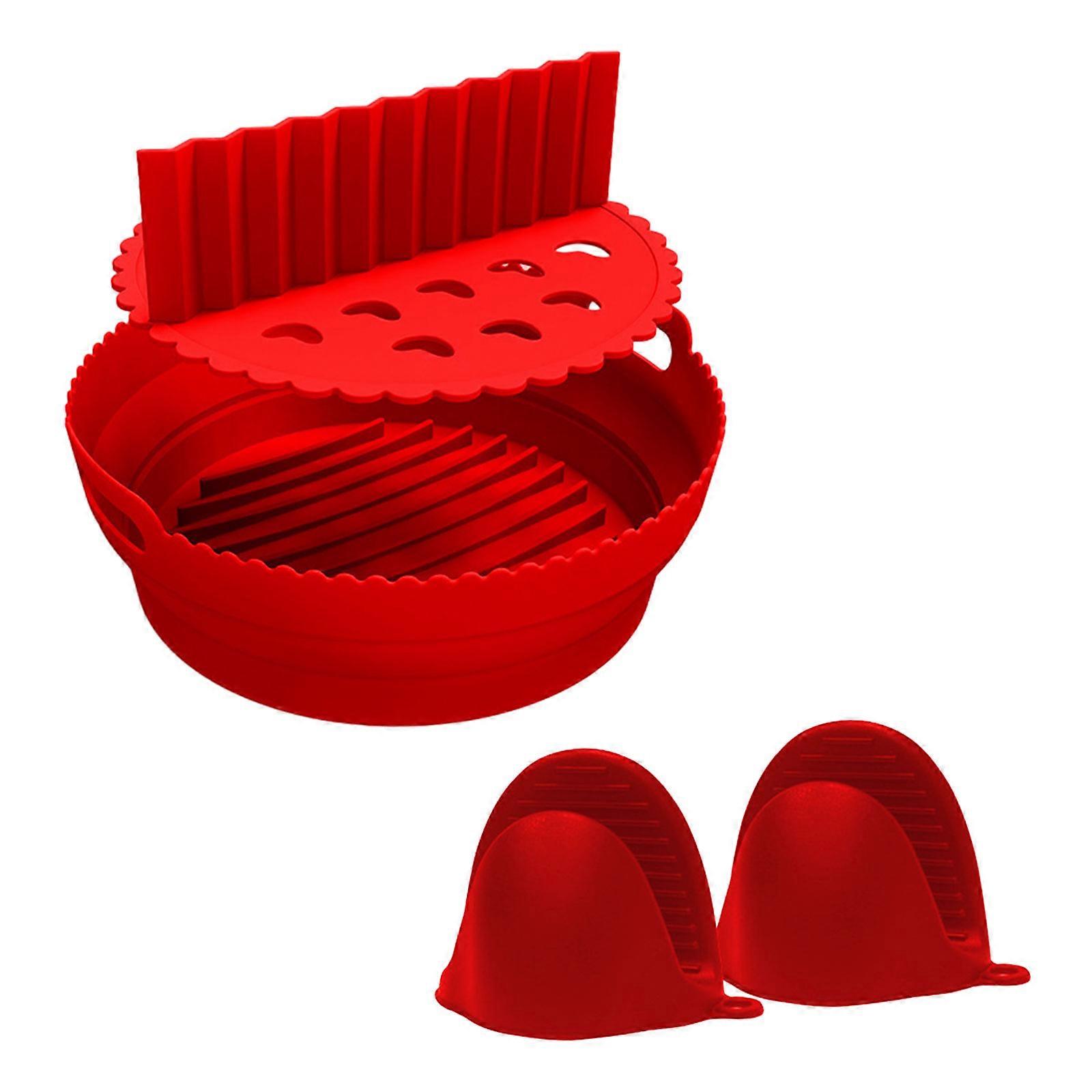 Silicone Air Fryers Liner Divider Heat Resistant Mitts Air Fryers Liner Reusable Air Fryers Accessory Silicone Baking  Red