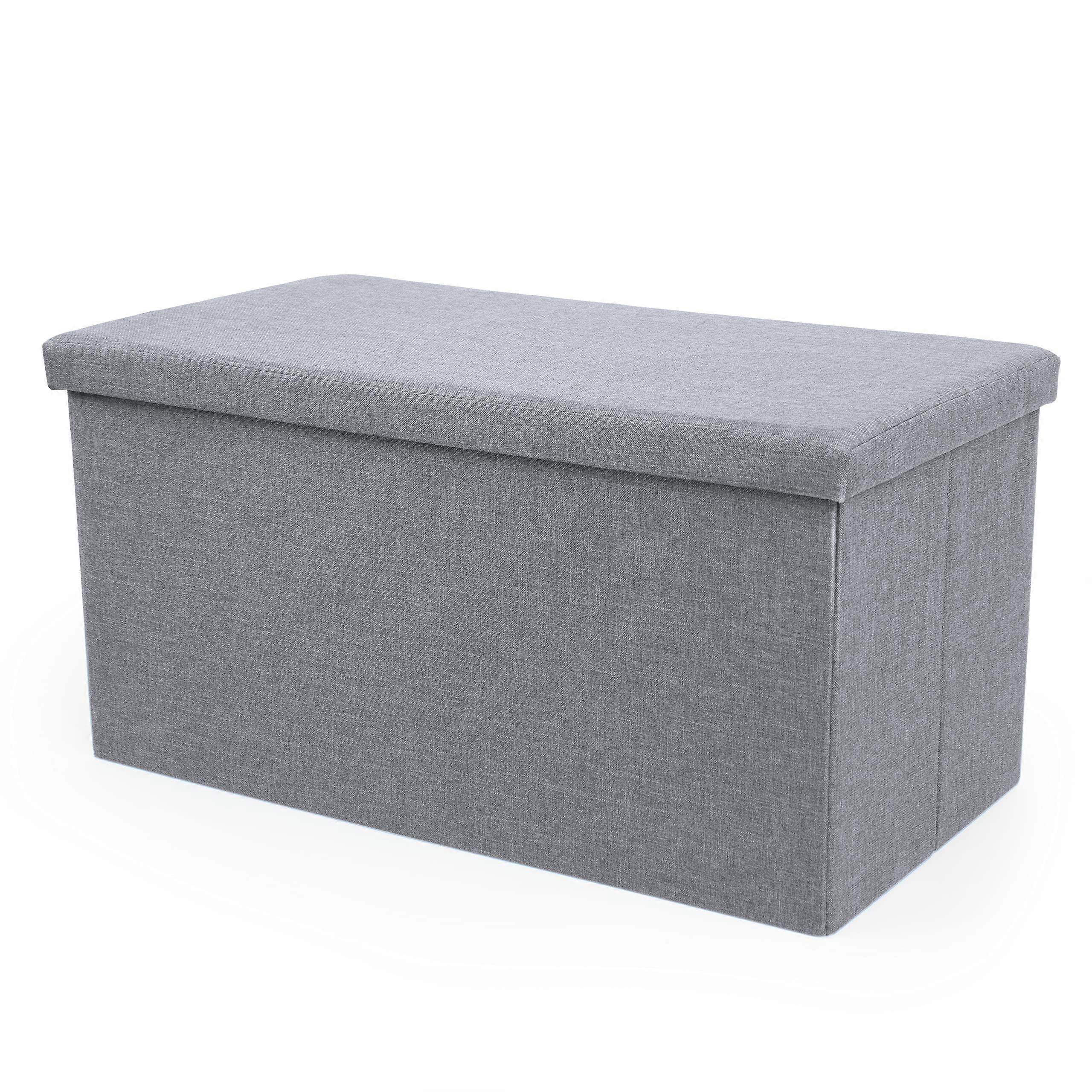 Grey Tray Coffee Table Ottoman 80x40x40 cm for Living Room, Modern Design, Versatile Storage, Soft Fabric Upholstery