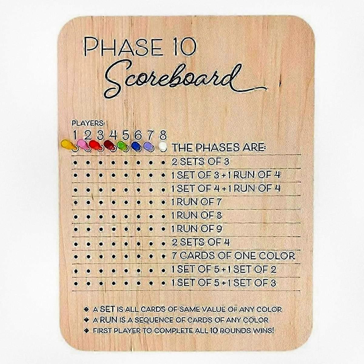 Phase 10 Game Scoreboard - Round Tracking Sheet for Classic Card Game