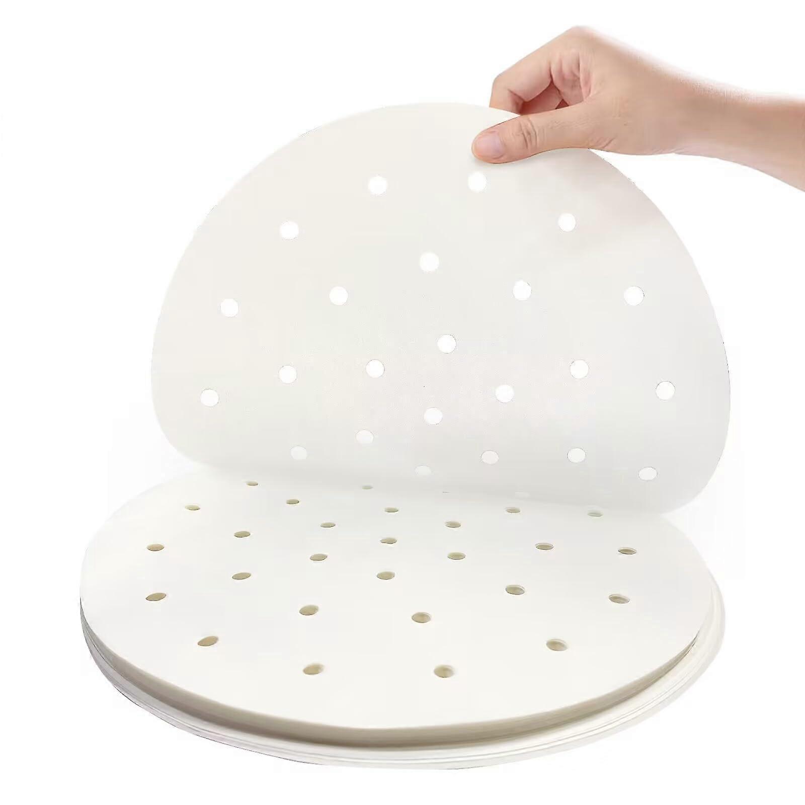Air Fryer Liners - 7' 8.5' 9'10' Parchment Paper Bamboo Steamer liners Perforated Anti-stick Pure Raw Wood Pulp by