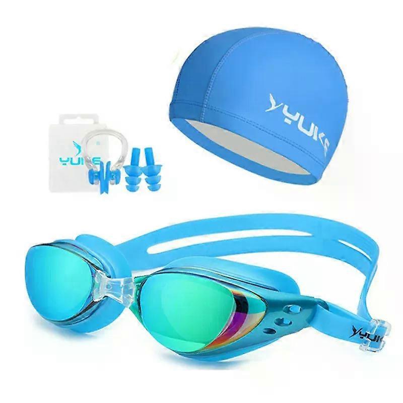 Professional Swim Glasses Unisex Swimming Goggles Waterproof anti-fog UV Protection Surfing Swim Caps Earplugs Nose Clip Set