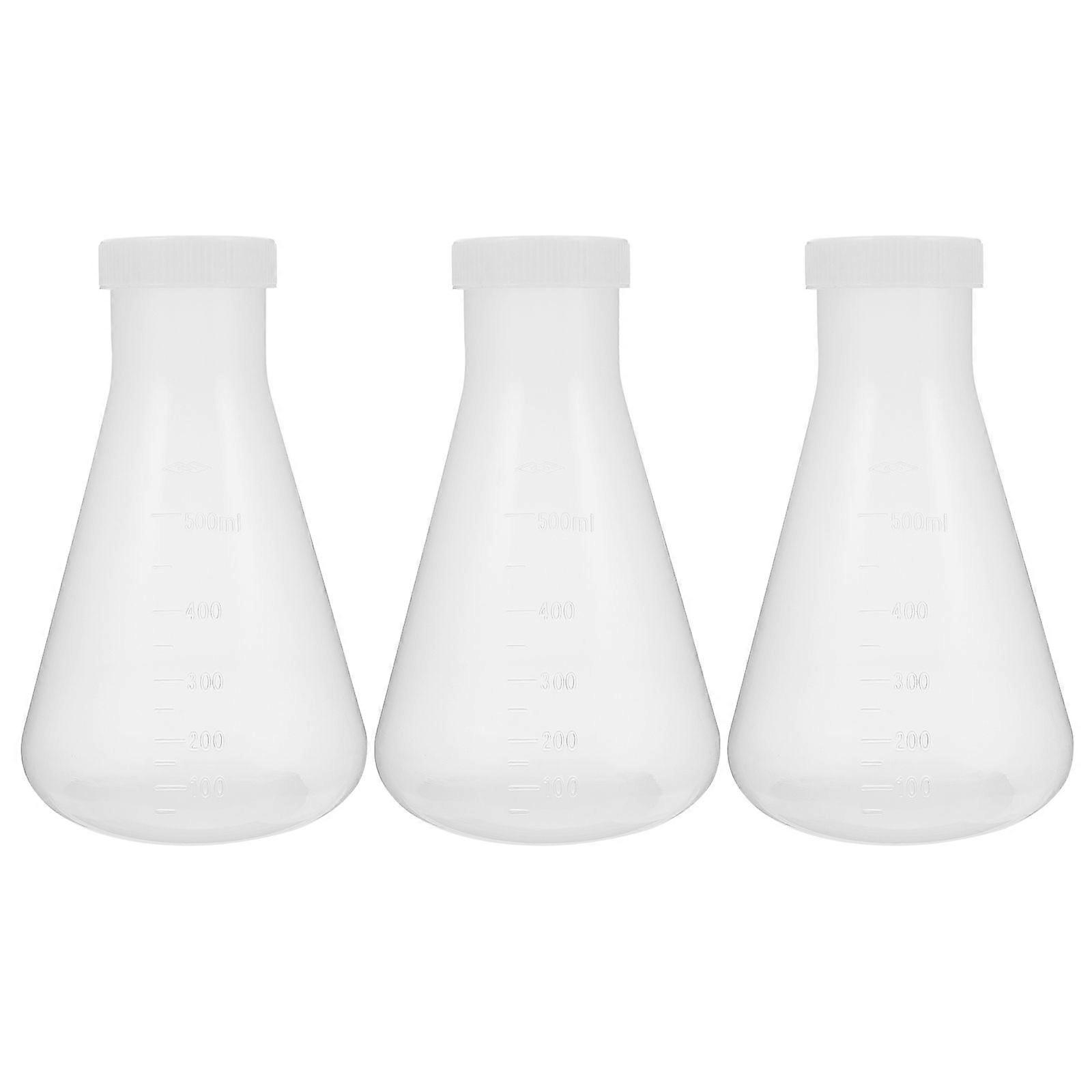 3pcs πλαστική φιάλη Erlenmeyer διαφανής επιστημονική φιάλη πρακτική κωνική φιάλη