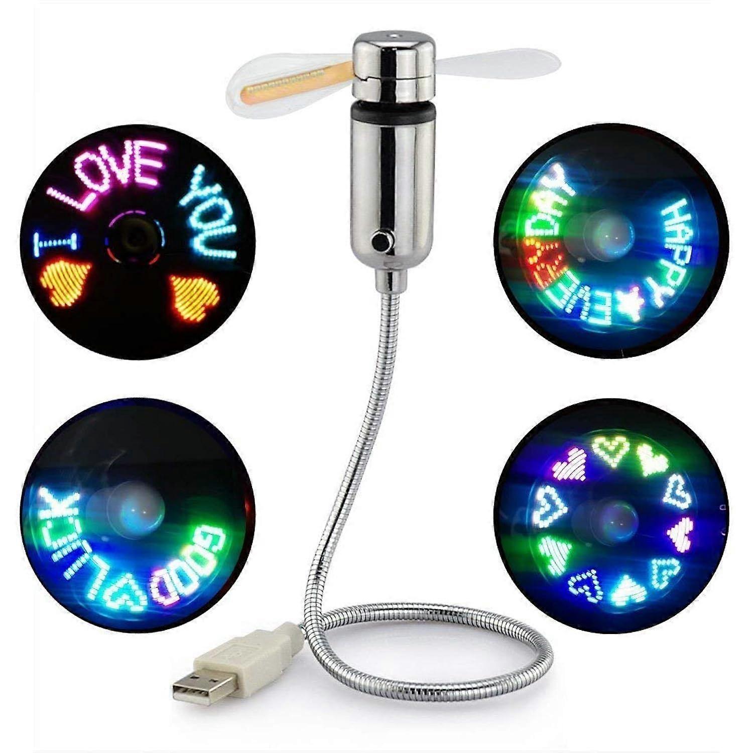 Small USB Fan with Real Time Clock and Temperature Display, Portable LED Clock Fan for Office and Home Use, RGB Color Options