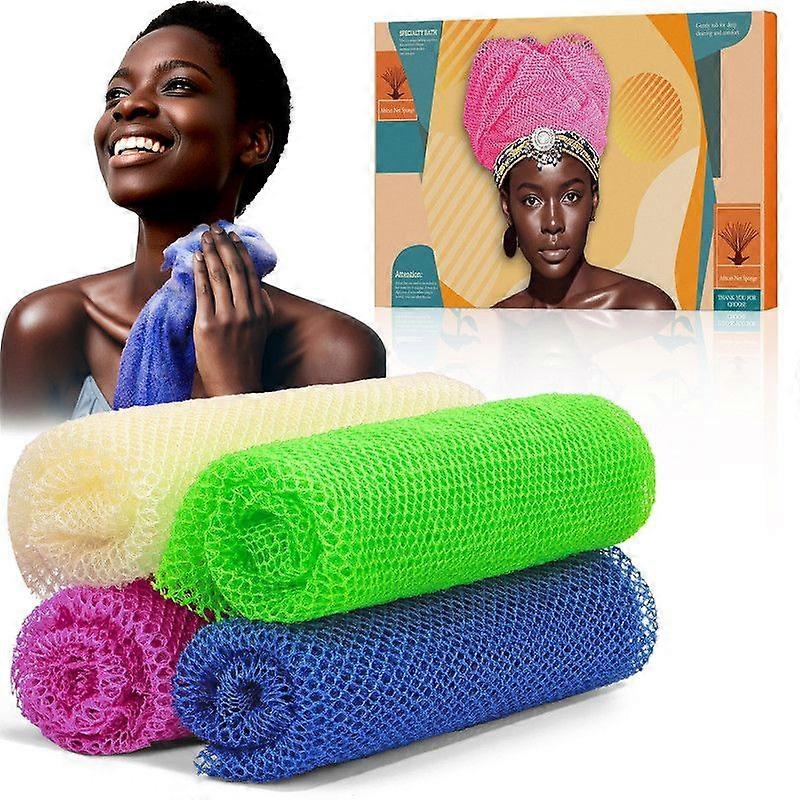 4 Pieces African Net Sponge Effective Deep Cleansing and Exfoliating