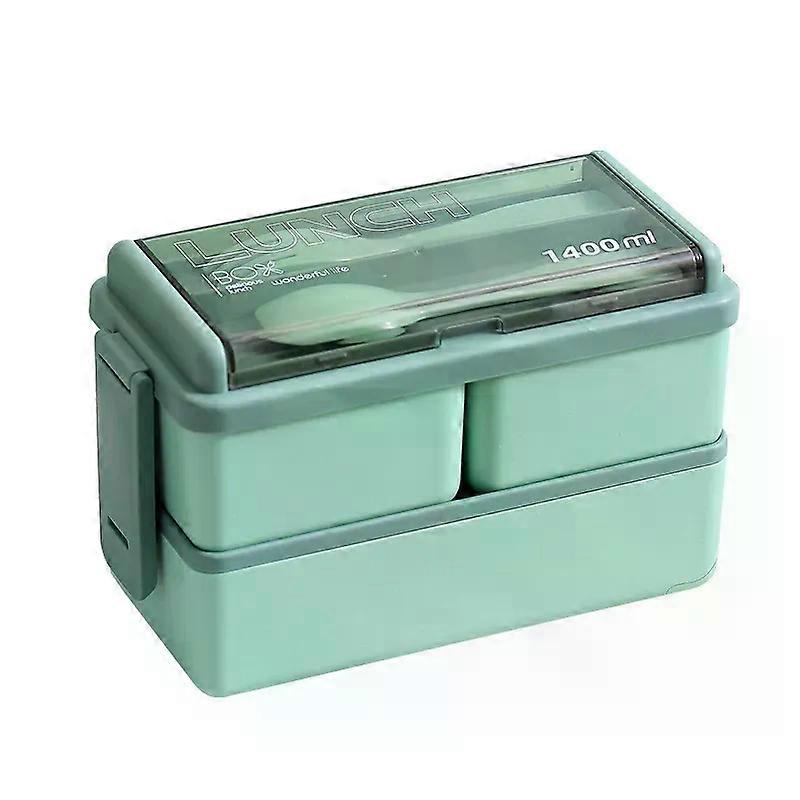 Plastic Compartmentalized Lunch Box Can Be Microwave Heated Office Worker Lunch Box with Double Compartmentalized Tableware