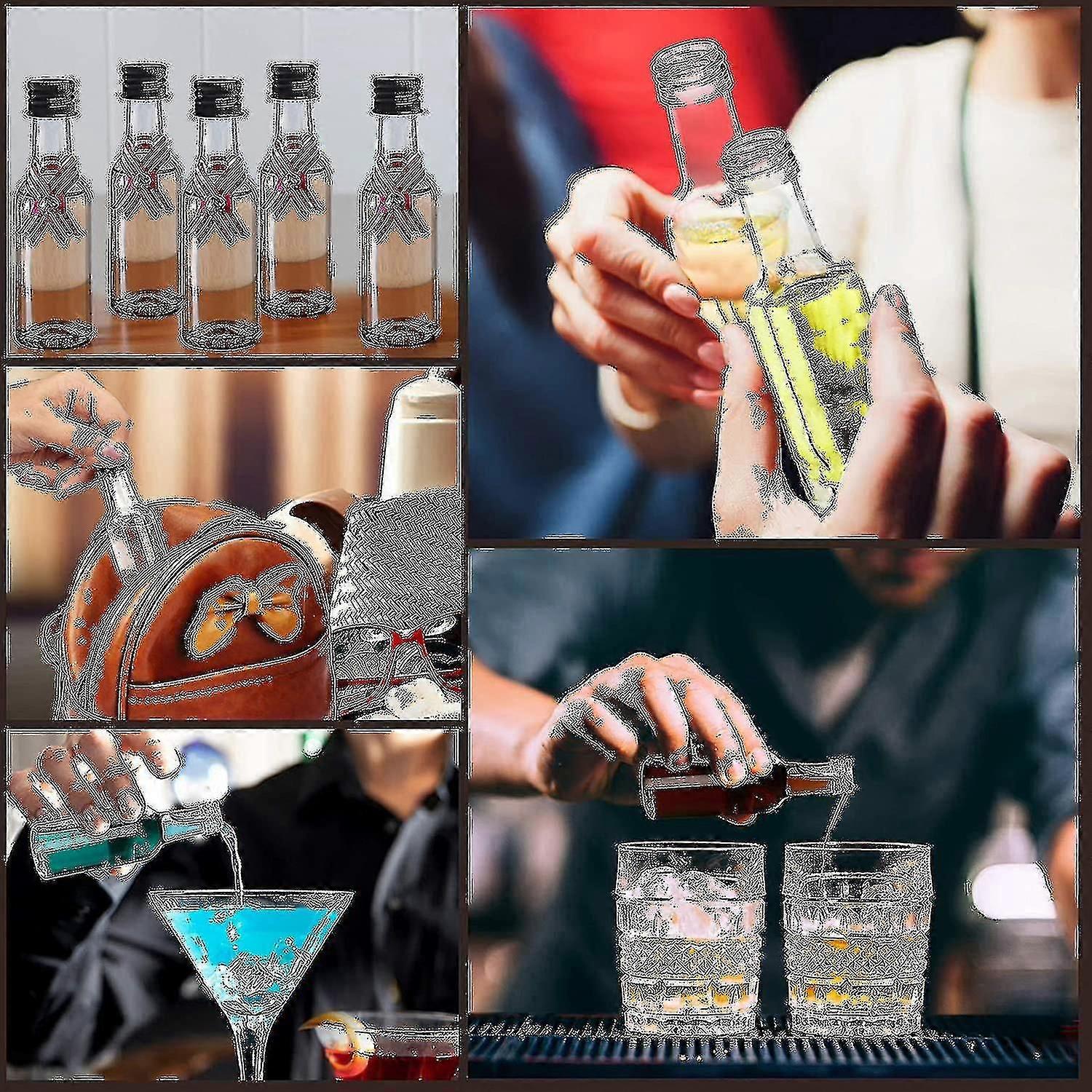 24 Mini Bouteilles Shot JOZMMZEOOA 50ml - Avec Entonnoir, Bouchon Vis, Pour Voyages Ou Fêtes