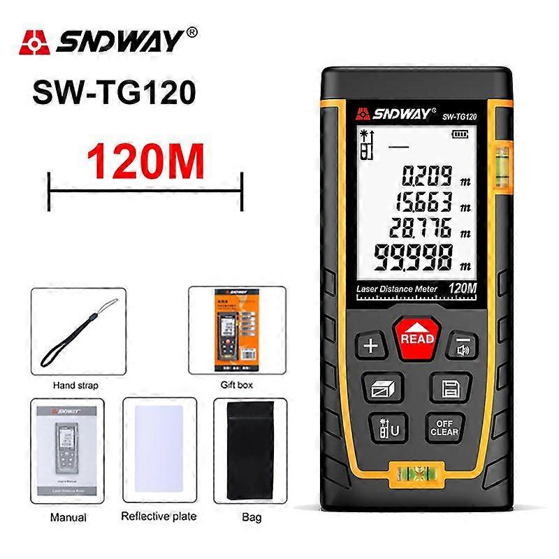 SNDWAY Laser Rangefinder High Accurate Roulette Laser Distance Meter Measuring 40M 100M 120M Digital Tape Measure Range Finder