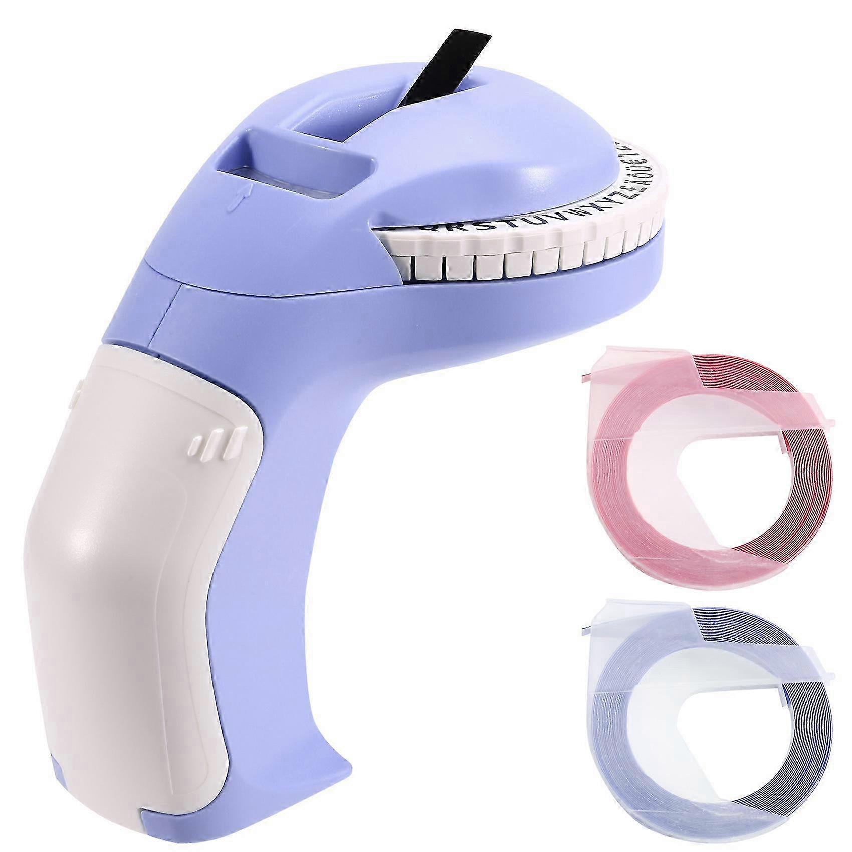 Portable 3D Embossing Label Printer DIY Manual Label Printing Purple - FFA