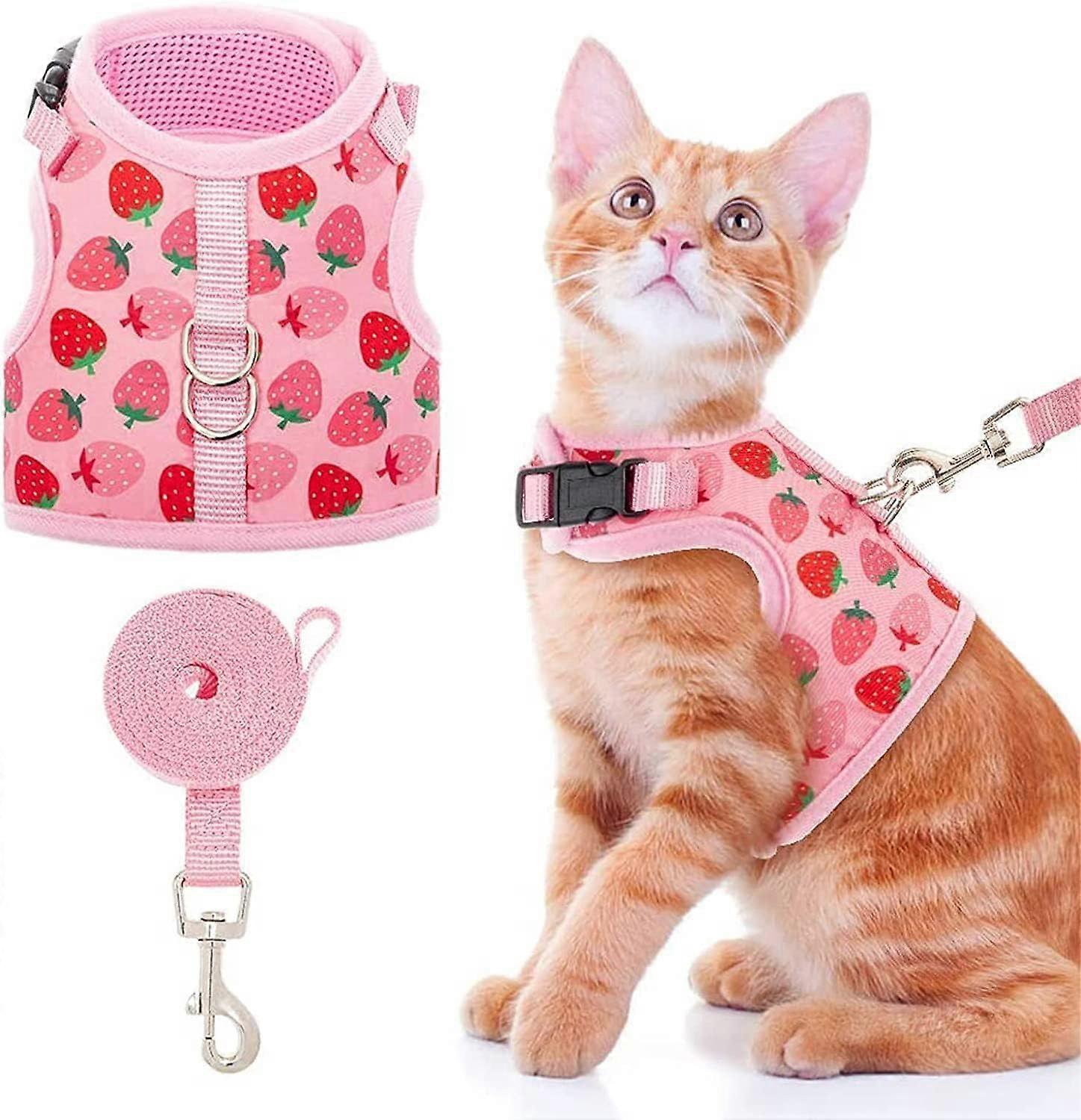 Cat Harness with Leash Escape Proof Fashionable Mesh Cat Dog Walking Harness Leads, Adjustable for Kitties Puppies Small Animals