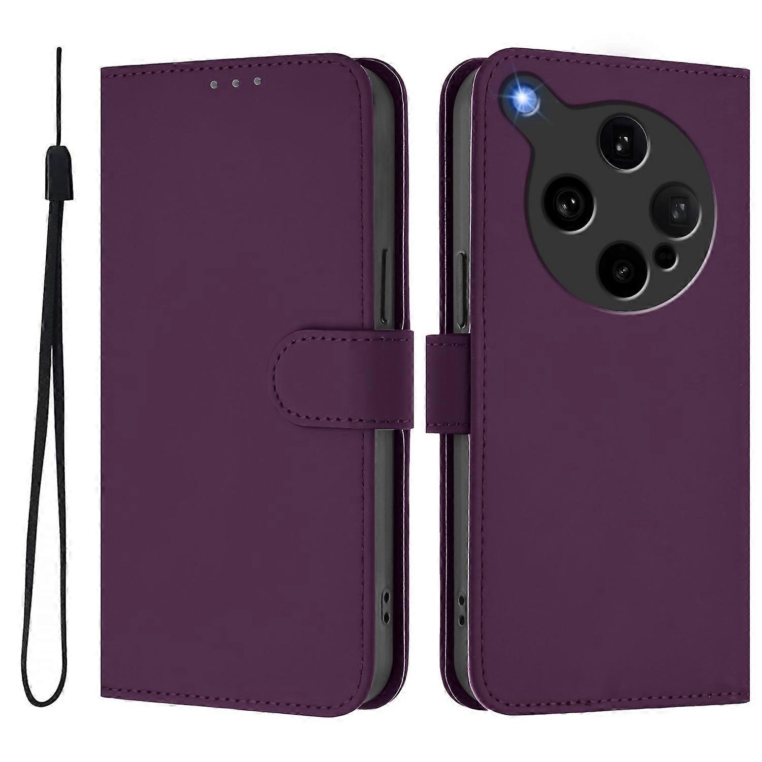 For Oppo Find X8 Ultra 5G Case Solid Color Wallet Leather Phone Cover with Strap - Voilet