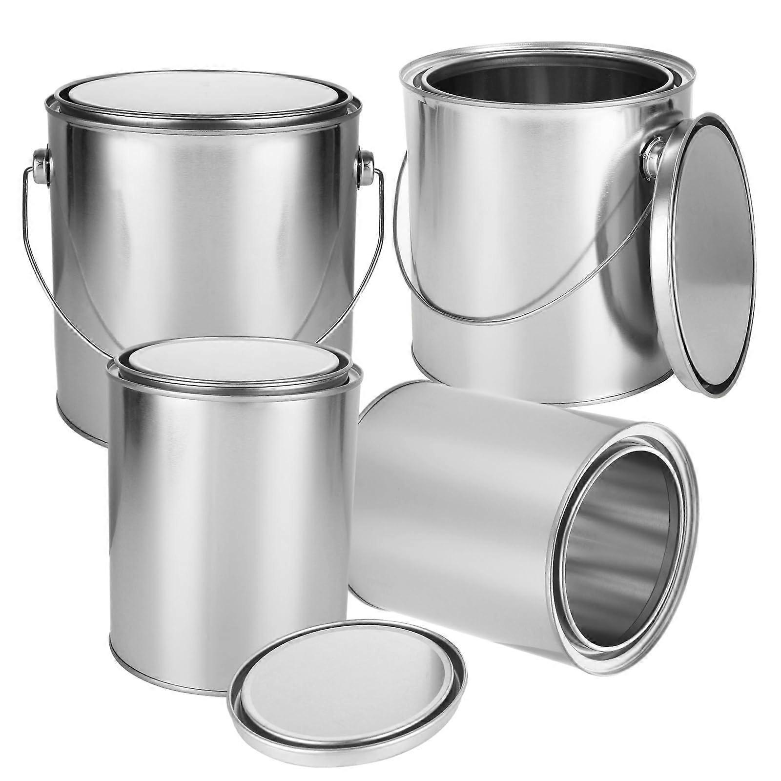 Empty Paint Cans 4-Pack 3/4 Gallon With Lids And Handles Plus 2 Qt Cans With Lids For Leftover Paint Storage
