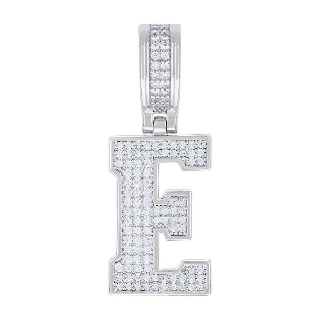 925 Sterling Silver Unisex 0.55ct Moissanite Letter Name Personalized Monogram Initial Alphabet E Charm Pendant Necklace