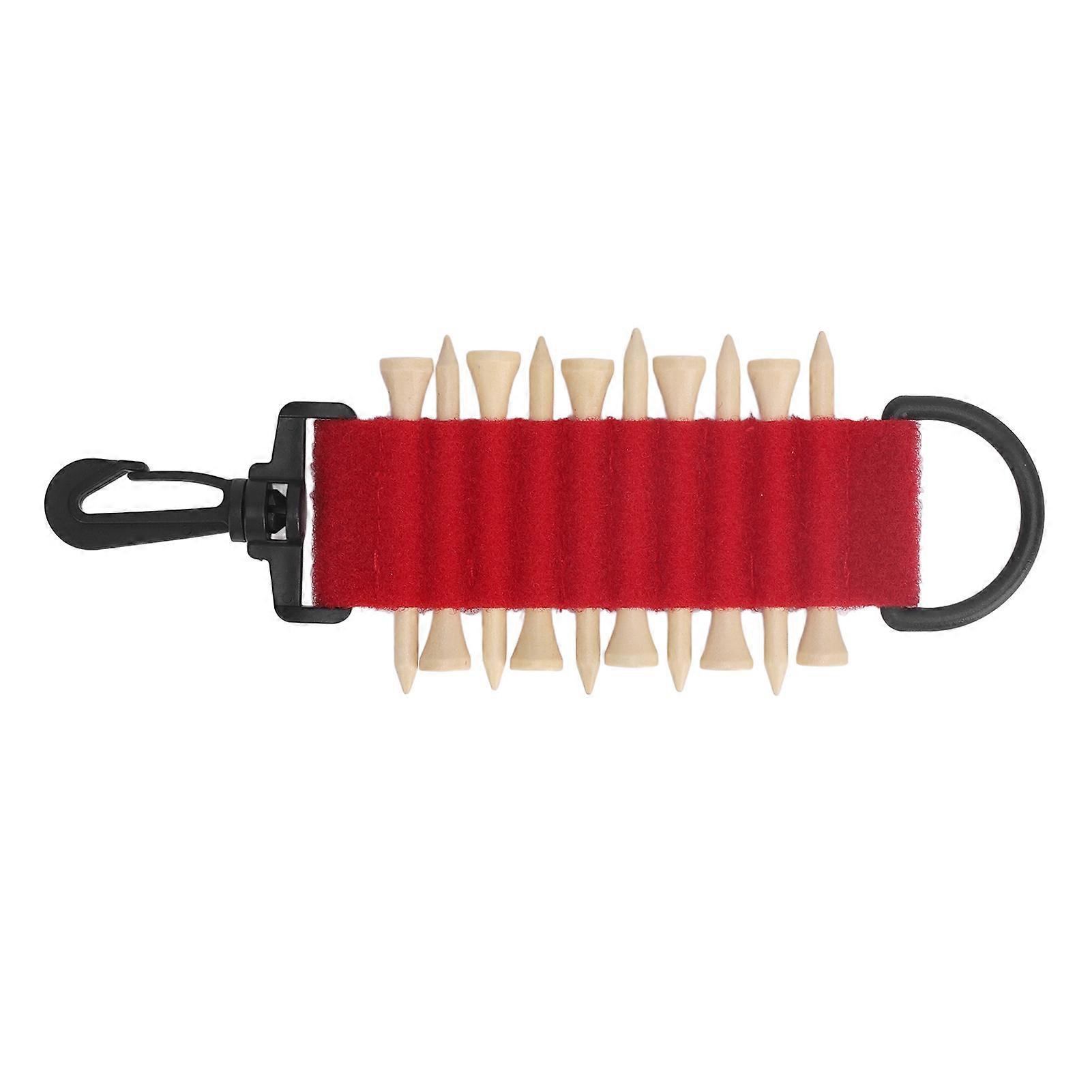 10pcs Golf Tee Holder with Hook, Multi-function, Practical, Portable, Belt Storage Bag, Red