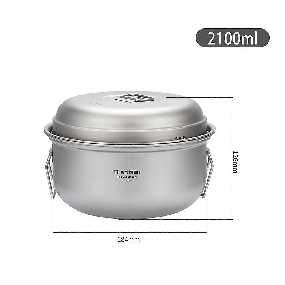 Titanium Steamer Stockpot Set with Lid Outdoor Camping Soup Steaming Pot Pan Mess Kit
