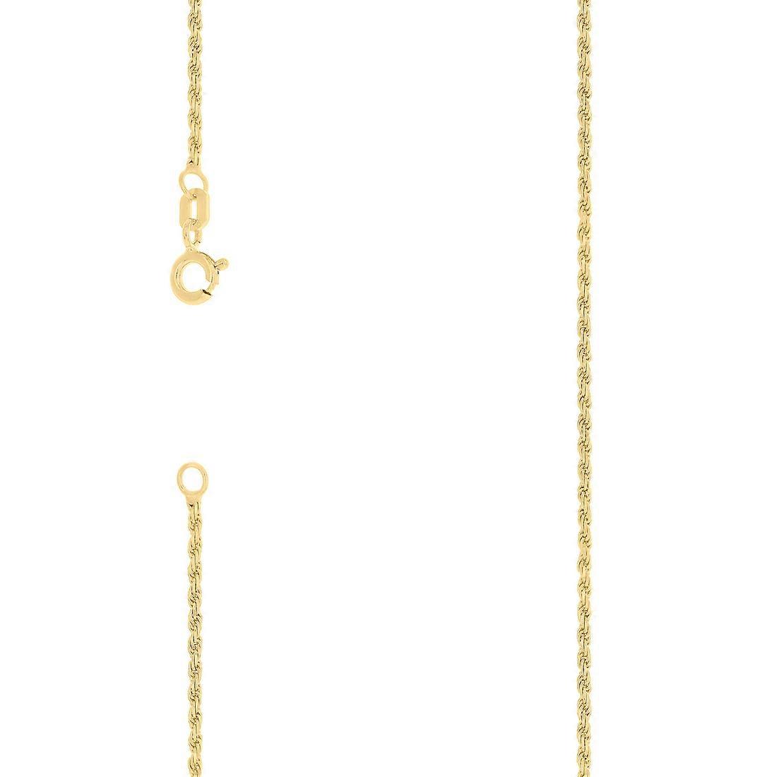 925スターリングシルバーソリッドロープチェーンイエロー1mmアンクレット-女性と男性のためのアンクレット - 長さ:7〜9