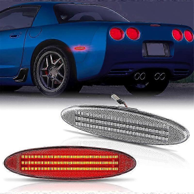 2 Pack LED Rear Fender Lights with Red Indicator Lamps for Chevrolet Corvette C5 Years 1997-2004 Coupe and Convertible Models