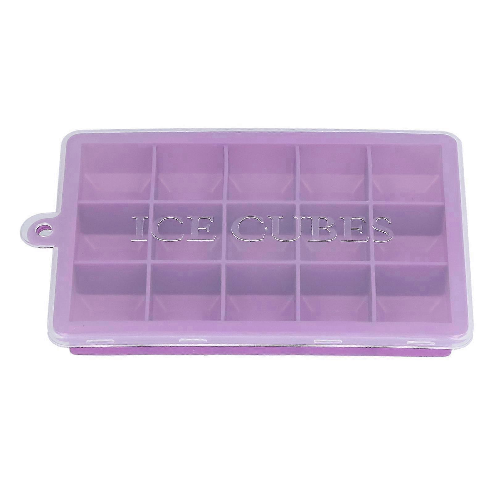 15 Grid Silicone Ice Cube Mold with Lid Rectangular DIY Ice Cube Tray for Bakery,Purple Home Kitchen