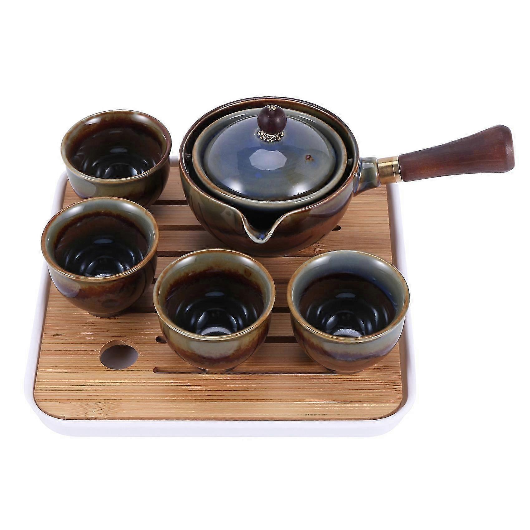 Porcelain Chinese Gongfu Tea Set Portable Teapot Set with 360 Rotation Tea Maker and Infuser Portabl
