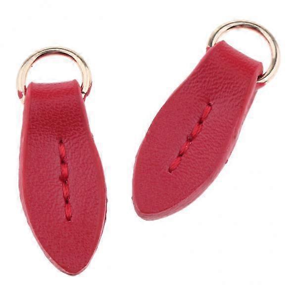 4x 2Pcs Leather Zipper Puller Replacement Slider for Wallet Purse Bag Red