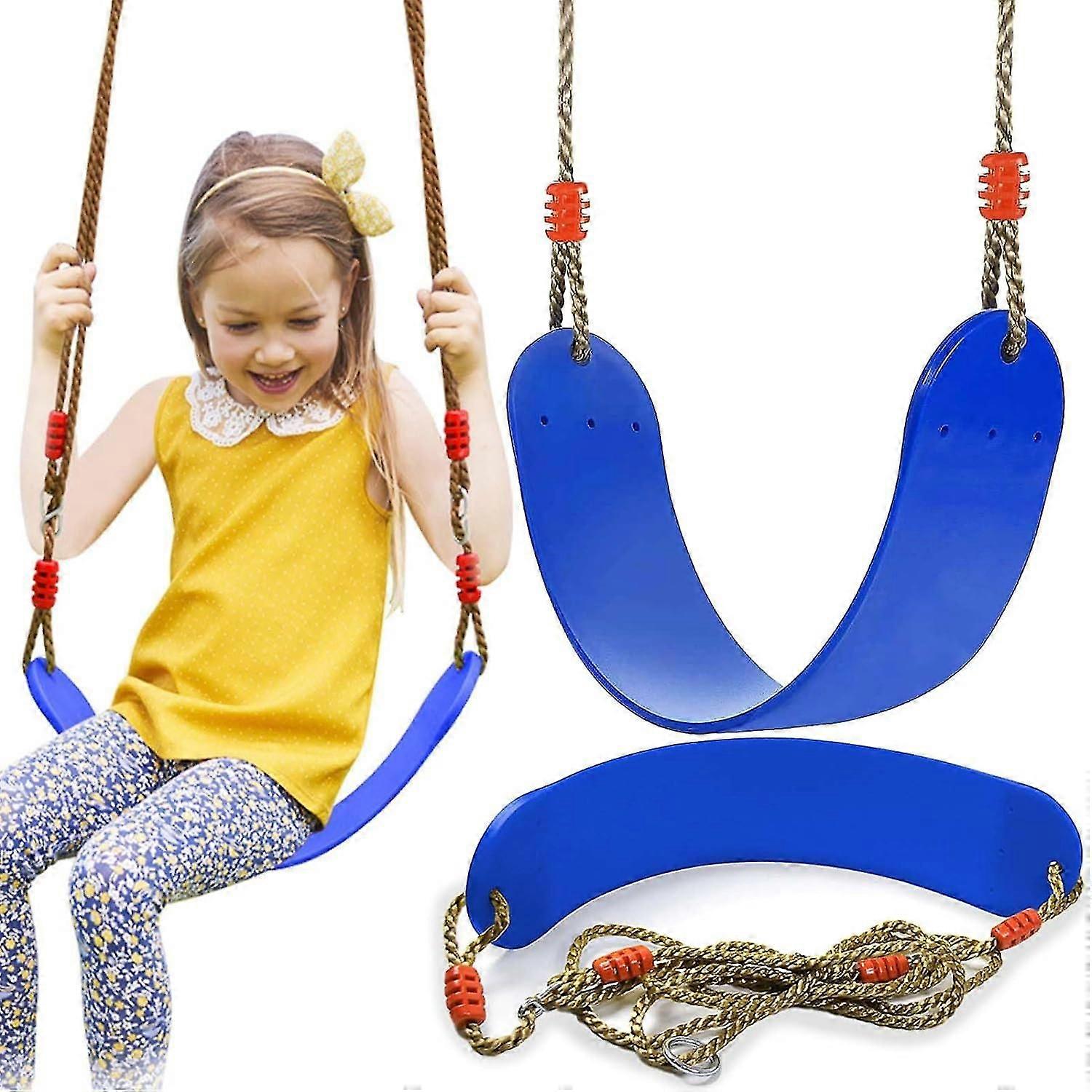 Elastic Swing For Children, Indoor Outdoor Swing, Adjustable Swing Seat With Rope, Eva Soft Board, Blue