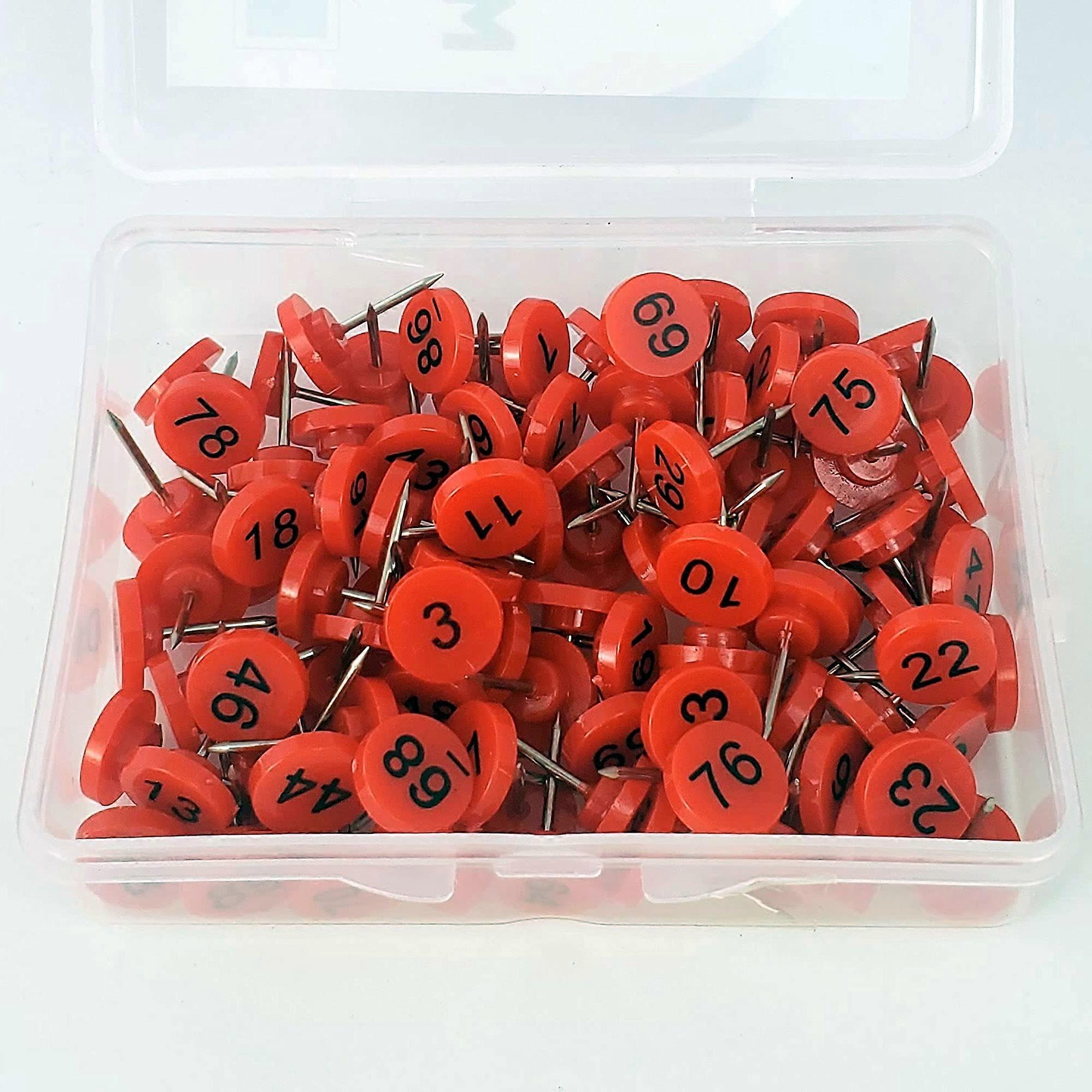Numbered Push Pin Map Tacks 100 Sequential P Red P, Black Numbers 1100 11mm